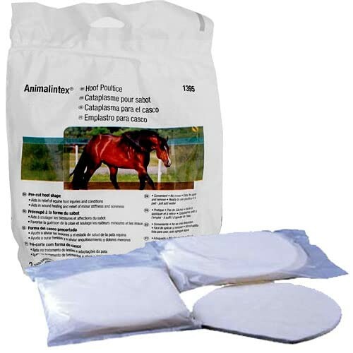 Animalintex hoof poultice packaging with contents displayed.