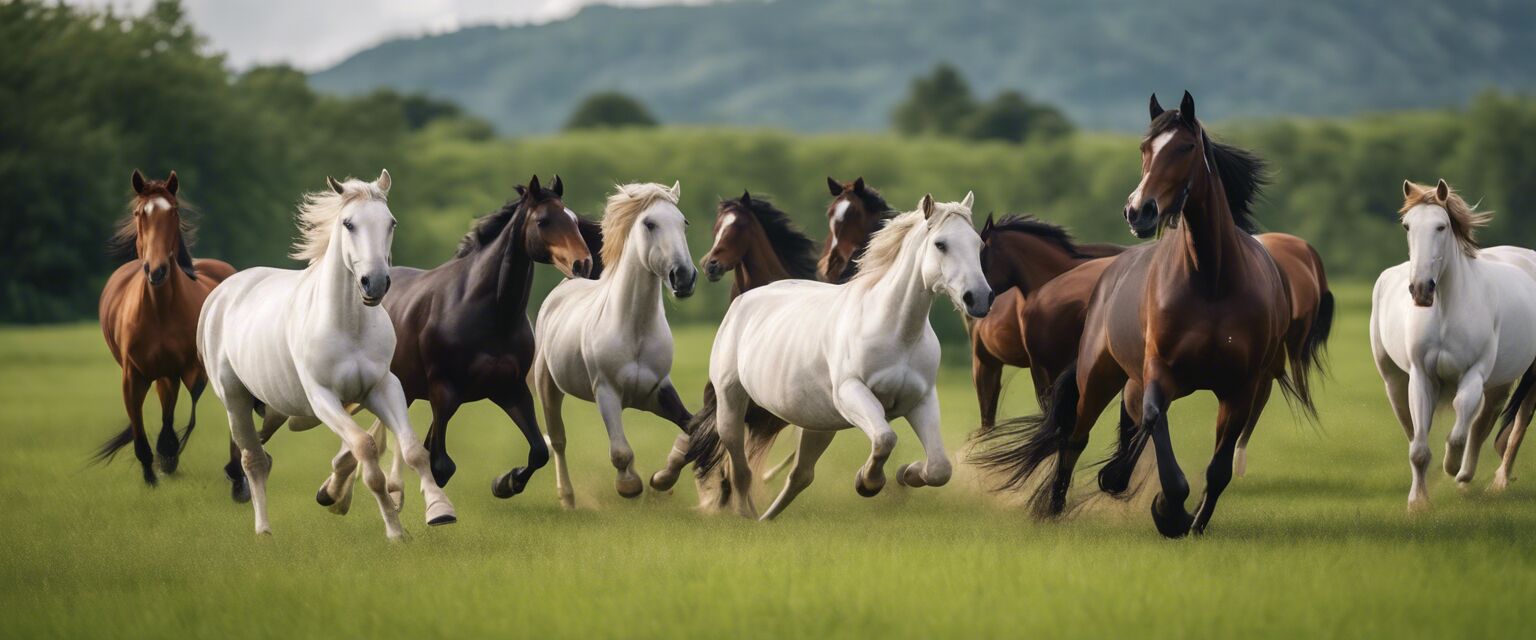 Horses exercising in a field