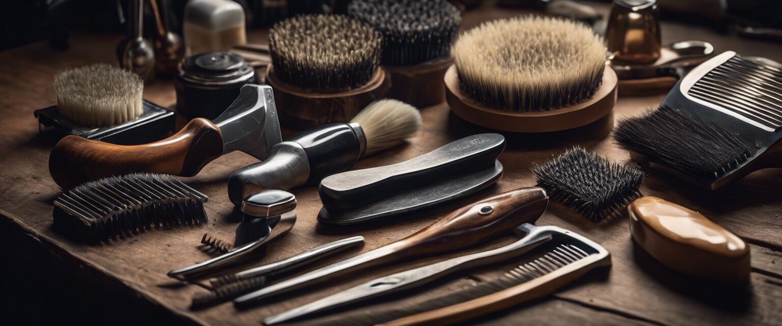 Grooming tools for horses.