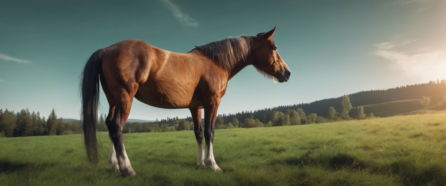 Healthy horse in a pasture