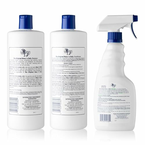 Bottles of Mane 'n Tail shampoo, conditioner, and spray