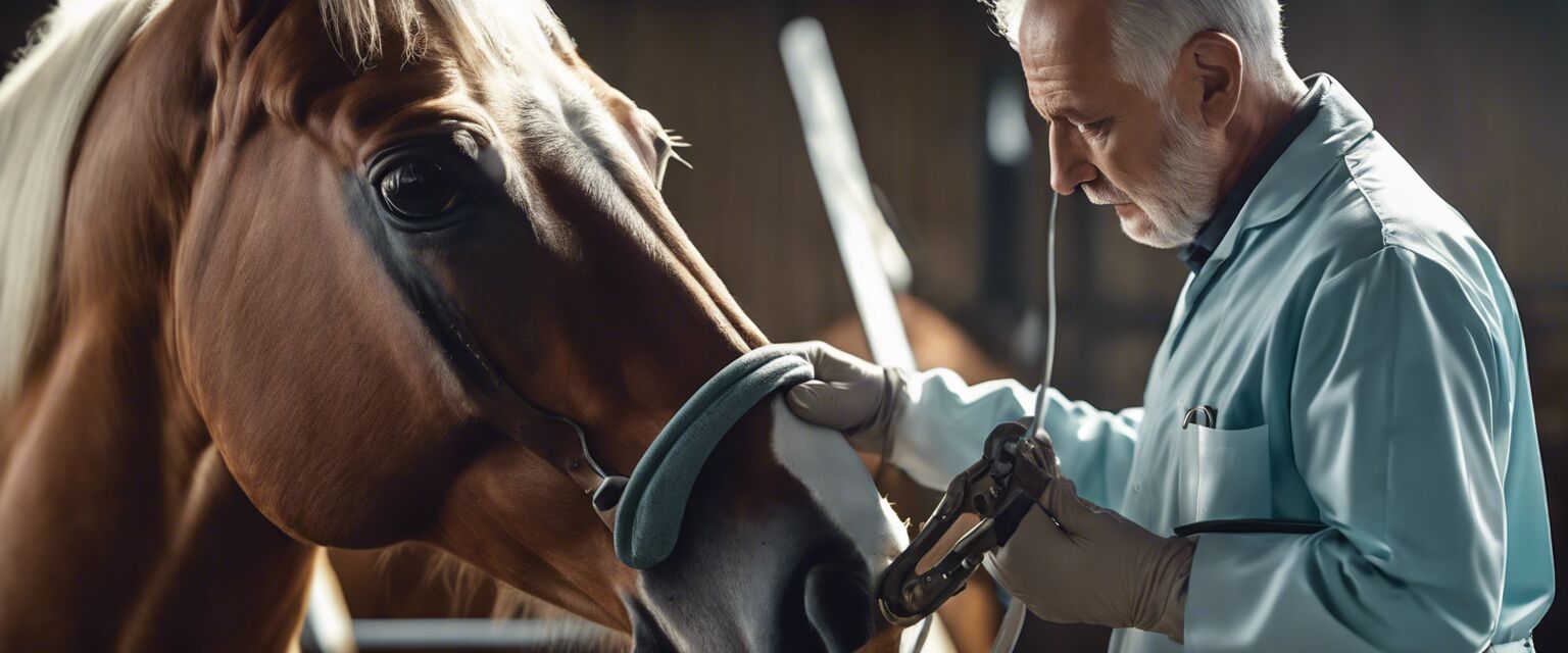 Veterinarian examining horse