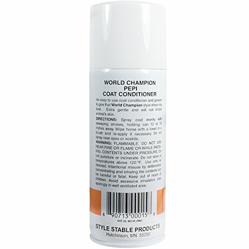 World Champion Pepi Coat Conditioner spray can with instructions